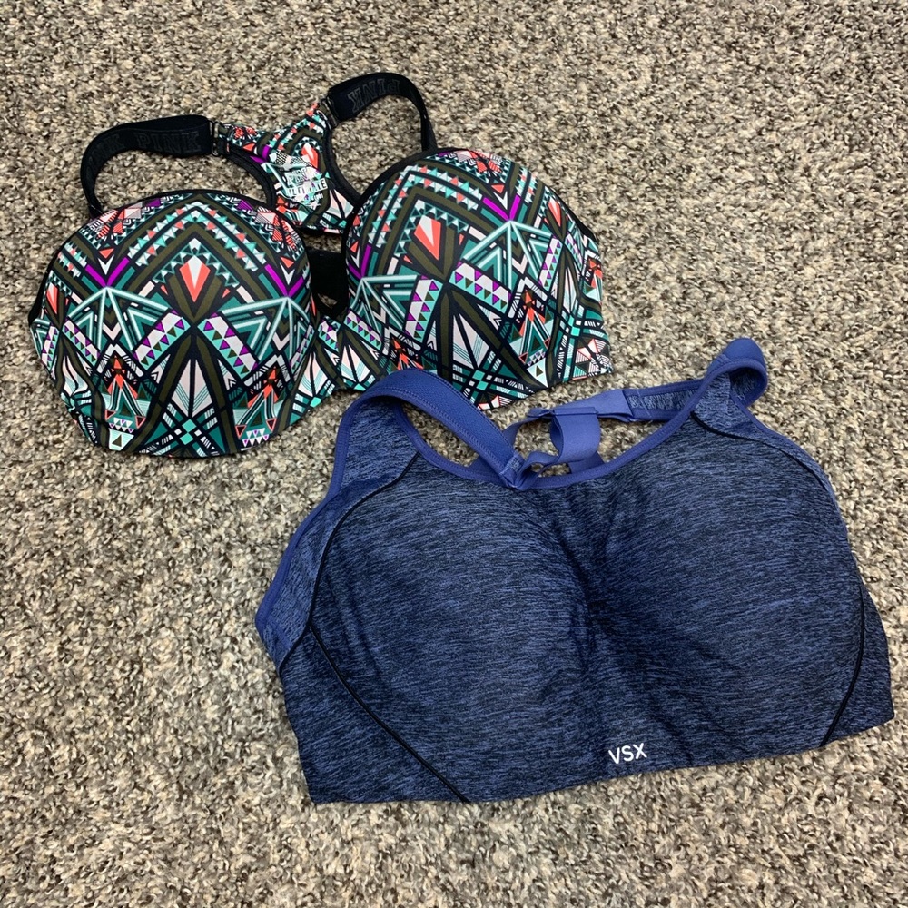 PINK Victoria's Secret Multicolor and Blue Bras